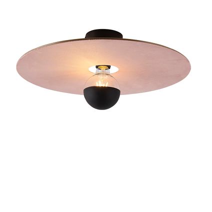 QAZQA Plafondlamp zwart platte kap roze 45 cm - Combi