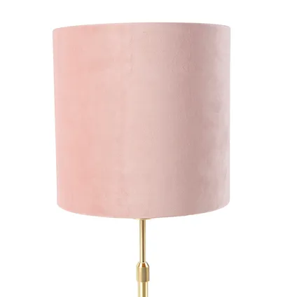 QAZQA Tafellamp goud/messing met velours kap roze 25 cm - Parte 2