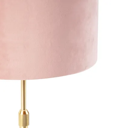 QAZQA Tafellamp goud/messing met velours kap roze 25 cm - Parte 3