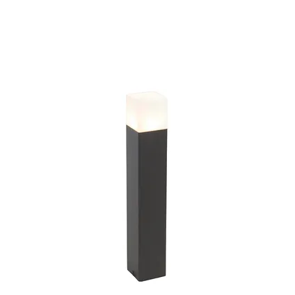 QAZQA Staande buitenlamp zwart met opaal witte kap 50 cm - Denmark