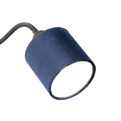 QAZQA Applique noire avec interrupteur abat-jour bleu et bras flexible - Merwe 6