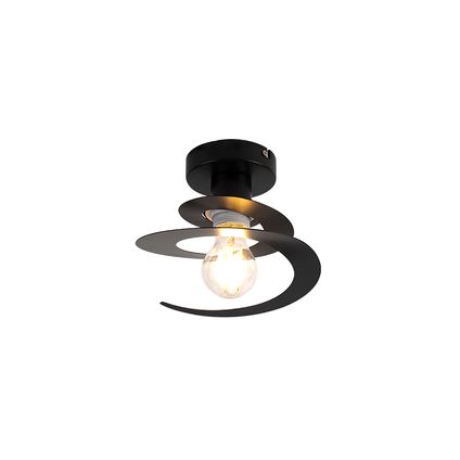 QAZQA Moderne plafondlamp met zwarte spiraal kap - Scroll