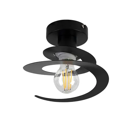 QAZQA Moderne plafondlamp met zwarte spiraal kap - Scroll 9