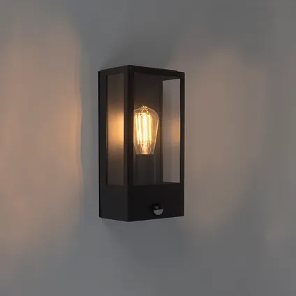 QAZQA Buiten wandlamp zwart met bewegingsmelder IP44 - Rotterdam 9