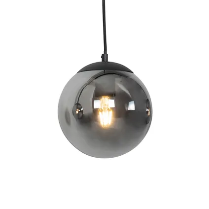 QAZQA Art Deco hanglamp zwart met smoke glas 3-lichts - Pallon Mezzi 2