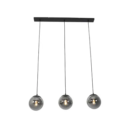 QAZQA Art Deco hanglamp zwart met smoke glas 3-lichts - Pallon Mezzi 5