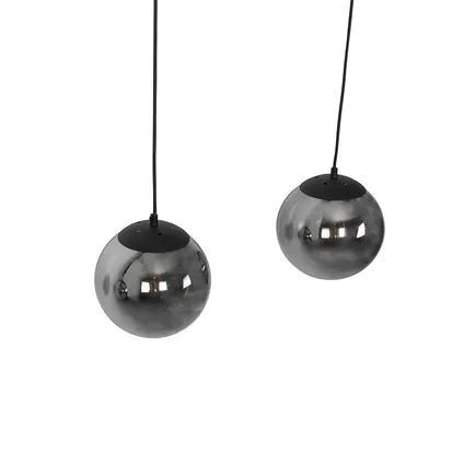 QAZQA Art Deco hanglamp zwart met smoke glas 3-lichts - Pallon Mezzi 6