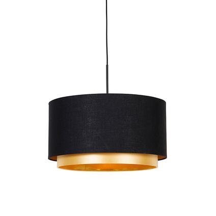 QAZQA Moderne hanglamp zwart met goud 47 cm duo kap - Combi