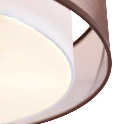 QAZQA Moderne plafondlamp bruin met wit 50 cm 3-lichts - Drum Duo 3