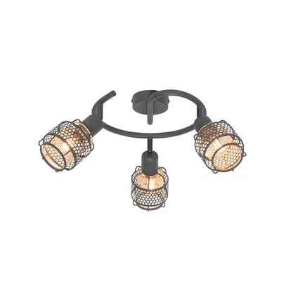 QAZQA Design plafondlamp zwart met goud 3-lichts rond - Noud 5