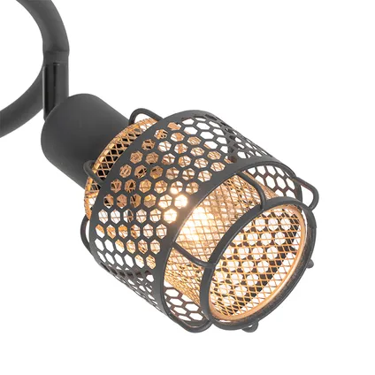QAZQA Design plafondlamp zwart met goud 3-lichts rond - Noud 7