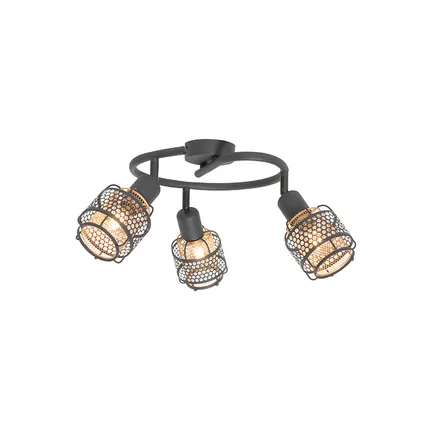 QAZQA Design plafondlamp zwart met goud 3-lichts rond - Noud 10