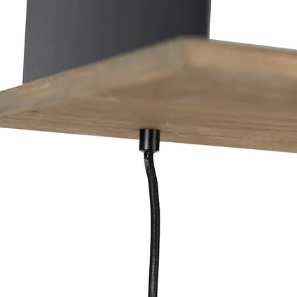 QAZQA Landelijke hanglamp zwart met hout 5-lichts - Flair 3