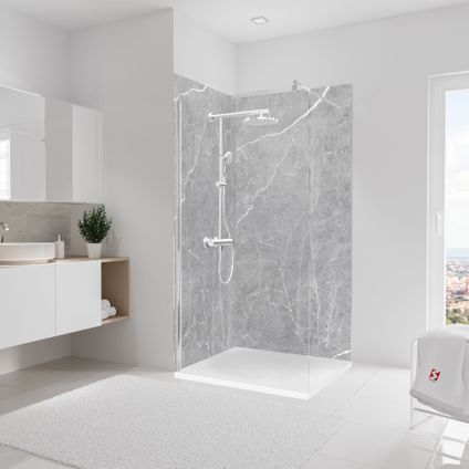 Schulte - 2 wandpanelen - SOFTTOUCH - 100+100x210 - marbre grijs -zelf inkortbaar en zelfklevend