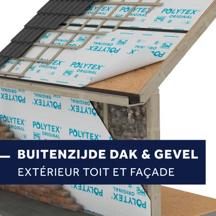 Polytex Original damp-open isolatiefolie buitenzijde dak & gevel 1,50 x 25m 2