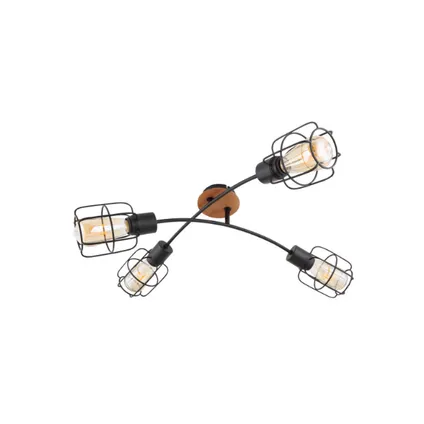 Globo Plafondlamp Willa metaal zwart 4x E27 2