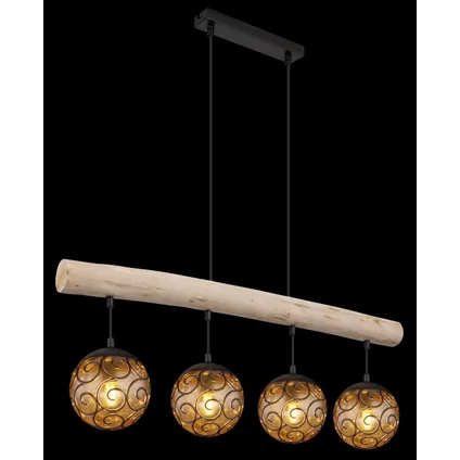 Globo Hanglamp Fitz metaal zwart 1x E27 LED 3