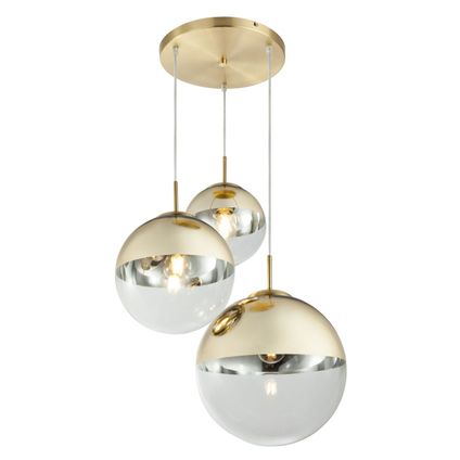 Globo Hanglamp Varus metaal goud 3x E27