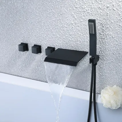 Robinet mélangeur bain-douche cascade à encastrer - Noir 2