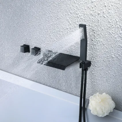 Robinet mélangeur bain-douche cascade à encastrer - Noir 3