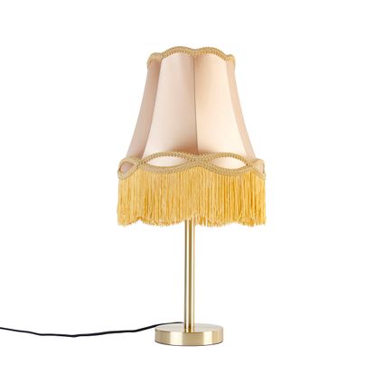 QAZQA Lampe de table classique en laiton avec abat-jour granny or 30 cm - Simplo