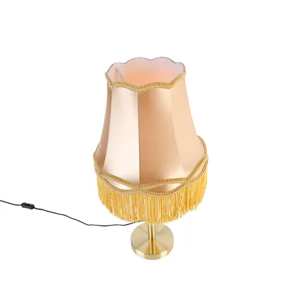 QAZQA Lampe de table classique en laiton avec abat-jour granny or 30 cm - Simplo 6