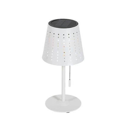 QAZQA Lampe de table d'extérieur blanche avec LED dimmable en 3 étapes rechargeable et solaire - Ferre