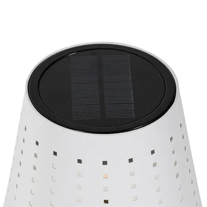 QAZQA Lampe de table d'extérieur blanche avec LED dimmable en 3 étapes rechargeable et solaire - Ferre 2