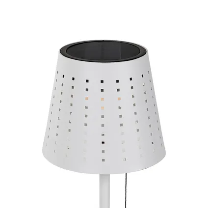 QAZQA Lampe de table d'extérieur blanche avec LED dimmable en 3 étapes rechargeable et solaire - Ferre 3