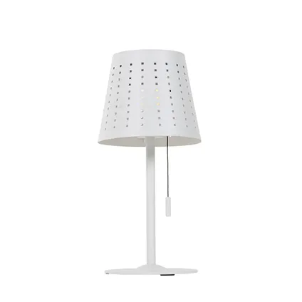 QAZQA Lampe de table d'extérieur blanche avec LED dimmable en 3 étapes rechargeable et solaire - Ferre 6