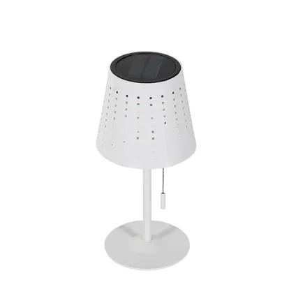 QAZQA Lampe de table d'extérieur blanche avec LED dimmable en 3 étapes rechargeable et solaire - Ferre 7