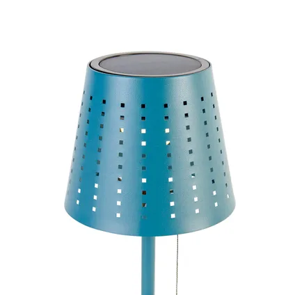 QAZQA Buiten tafellamp blauw incl. LED 3-staps dimbaar oplaadbaar en solar - Ferre 2