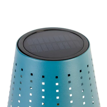 QAZQA Lampe de table d'extérieur bleue avec LED dimmable en 3 étapes rechargeable et solaire - Ferre 3