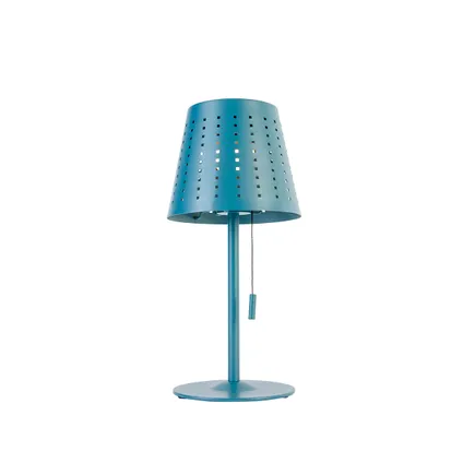 QAZQA Lampe de table d'extérieur bleue avec LED dimmable en 3 étapes rechargeable et solaire - Ferre 7