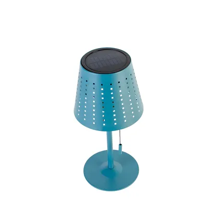 QAZQA Lampe de table d'extérieur bleue avec LED dimmable en 3 étapes rechargeable et solaire - Ferre 8