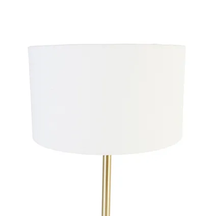 QAZQA Lampe de table classique laiton avec abat-jour blanc 35 cm - Simplo 2