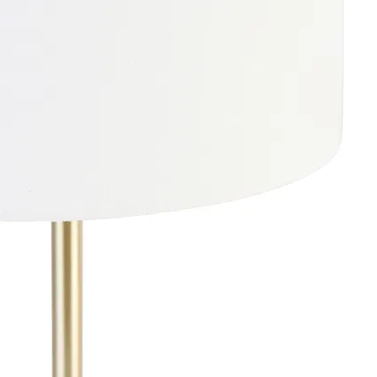 QAZQA Lampe de table classique laiton avec abat-jour blanc 35 cm - Simplo 3