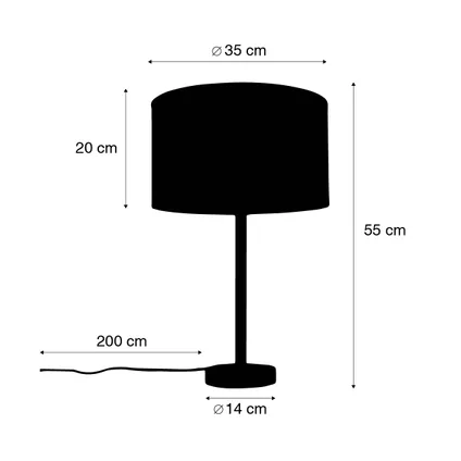 QAZQA Klassieke tafellamp messing met kap wit 35 cm - Simplo 4