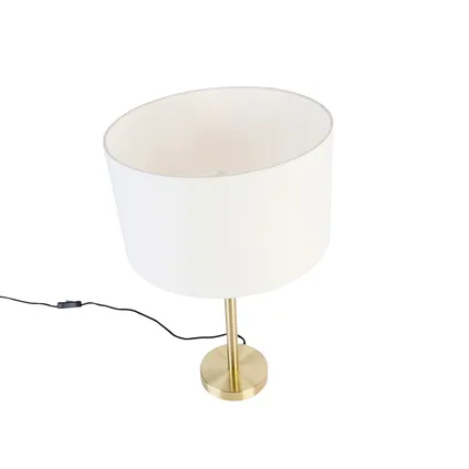 QAZQA Klassieke tafellamp messing met kap wit 35 cm - Simplo 6
