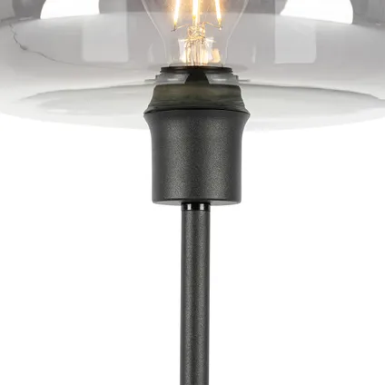 QAZQA Lampe de table art déco noire avec verre fumé - Bizle 5