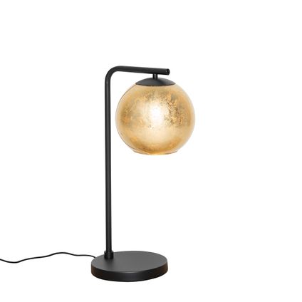 QAZQA Lampe de table design noire avec verre doré - Bert
