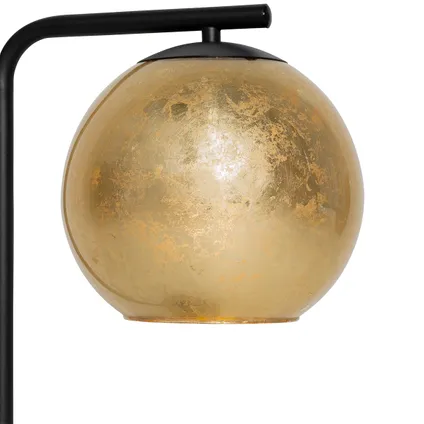 QAZQA Lampe de table design noire avec verre doré - Bert 5
