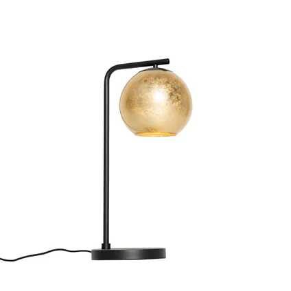 QAZQA Lampe de table design noire avec verre doré - Bert 7