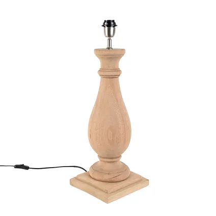 QAZQA Landelijke tafellamp hout met taupe kap velours - Burdock 7