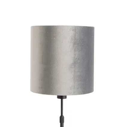 QAZQA Moderne tafellamp zwart stoffen kap grijs 25 cm verstelbaar - Parte 2