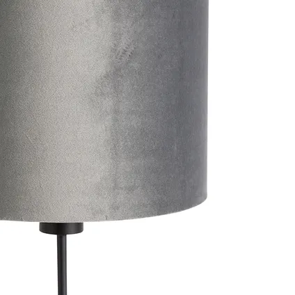 QAZQA Moderne tafellamp zwart stoffen kap grijs 25 cm verstelbaar - Parte 3