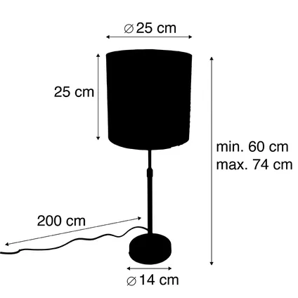 QAZQA Moderne tafellamp zwart stoffen kap grijs 25 cm verstelbaar - Parte 4