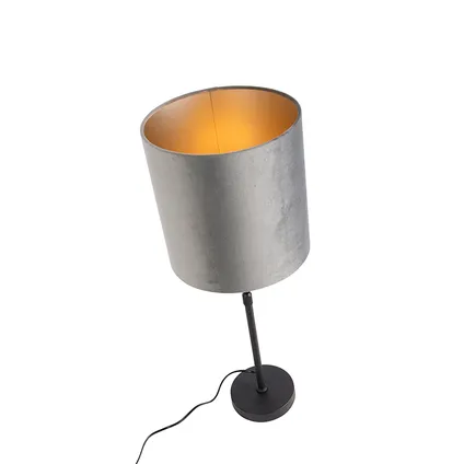 QAZQA Moderne tafellamp zwart stoffen kap grijs 25 cm verstelbaar - Parte 6