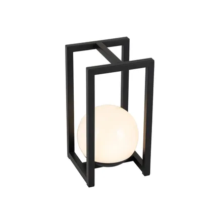 QAZQA Lampe de table d'extérieur noire avec LED avec touche rechargeable - Nowi 10