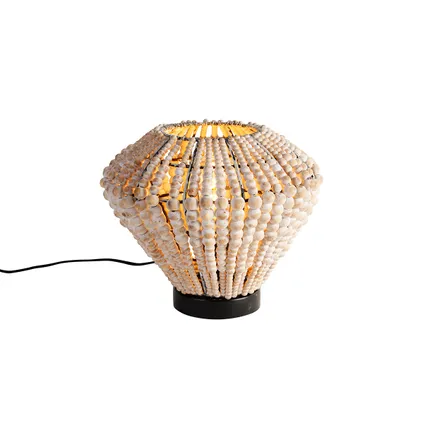 QAZQA Oosterse tafellamp beige met kralen - Moti 2